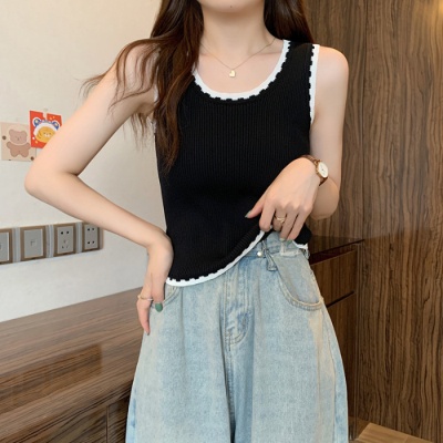 白色宽肩带针织吊带小背心女夏季新款设计感小众法式内搭上衣女装