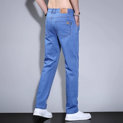男士牛仔裤夏季薄款2025新款直筒裤高端冰丝裤子浅色水洗休闲长裤