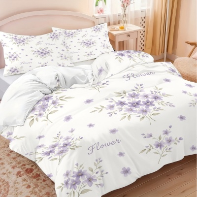 跨境花卉被套简约小清新印花三件套磨毛枕套被罩外贸家居床品批发