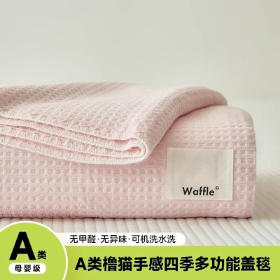 华夫格牛奶绒毛毯午睡小毯子沙发毯盖毯冬季办公室学生披肩毯子