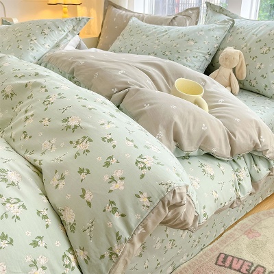 纯棉床上四件套南通床单被套全棉三件套床上用品母婴类高级感床笠