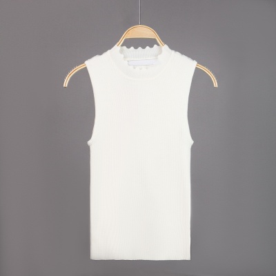 跨境爆款新款欧美时尚无袖波浪领夏季女装针织衫毛衣源头工厂