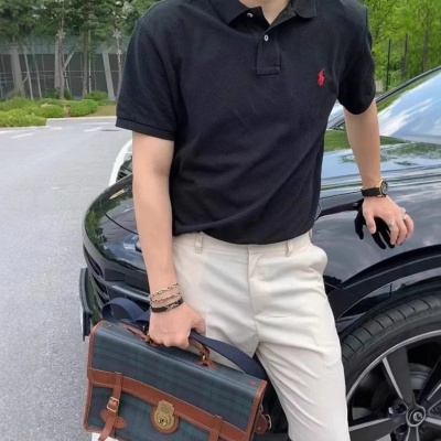 新款2025夏季经典小马标刺绣logo简约休闲男女情侣同款短袖polo衫