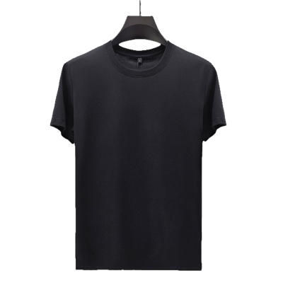 2025新款春夏季纯色男士短袖T恤品质格蚕丝半袖百搭休闲青年男装