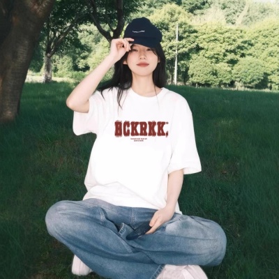 纯棉短袖t恤女美式新款宽松休闲上衣夏季上衣白t恤230克女装短袖