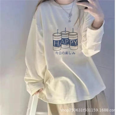 白色长袖T恤女2024新款秋冬季内搭圆领打底衫设计感小众上衣ins潮