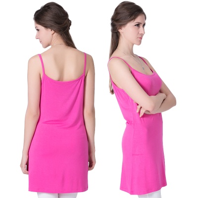 莫代尔高弹加肥加大女吊带背心女夏加大码休闲中长款细吊带长背心