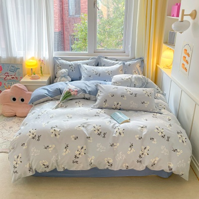 田园全棉ins床上四件套纯棉被套床单床笠 清新碎花床上用品三件套