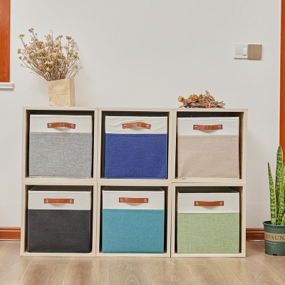 博颂杰亚麻布艺收纳筐桌面杂物零食遥控收纳箱家用可折叠收纳神器