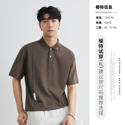 亦止男装短袖polo衫男夏季宽松半袖2025新款美式上衣翻领美式t恤