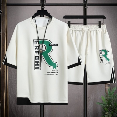 套装男夏一整套新款男士宽松大码短袖套装男冰丝休闲两件套