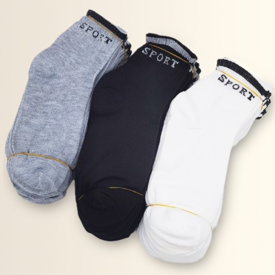 男女棉袜足浴独立包装浅口船袜黑灰白袜子中筒运动地摊批发旅行袜