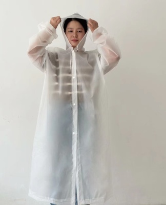EVA束口松紧袖口加厚非一次性雨披透明磨砂骑行钓鱼户外旅游雨衣