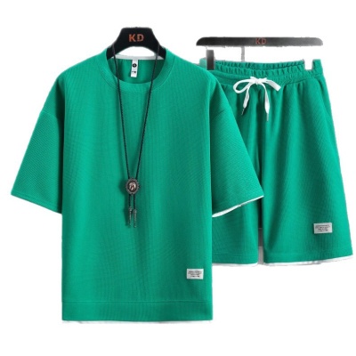 2025短袖运动套装男士夏季时尚休闲衬衣男t恤短裤套装两件套