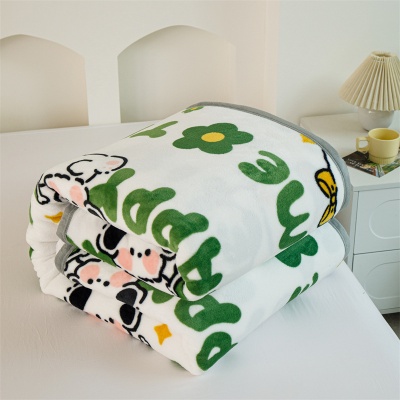 云貂绒毛毯法莱绒珊瑚绒牛奶绒毯子包边沙发毯办公室宿舍午睡盖毯