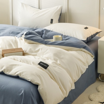 全棉水洗棉四件套 100纯棉被套床单学生宿舍150x200被罩床笠床品3