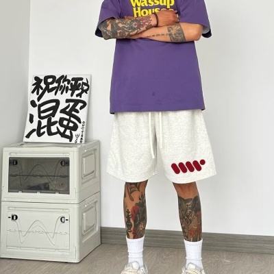 夏季华棉美式四分短裤男痞帅运动篮球三分裤子发泡休闲宽松大裤衩