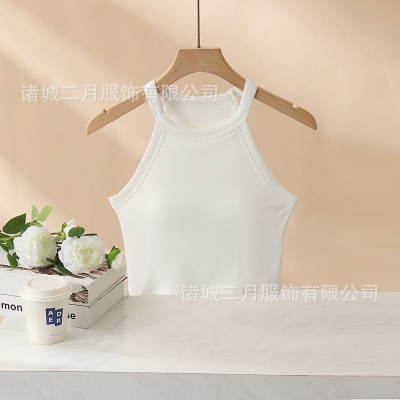 网红爆款个性挂脖背心女夏季性感超短露脐款螺纹莫代尔抹胸小吊带