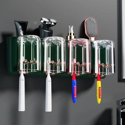 HAYAN好用牙刷架壁挂牙刷置物架免打孔高端漱口杯家居日用品爆款