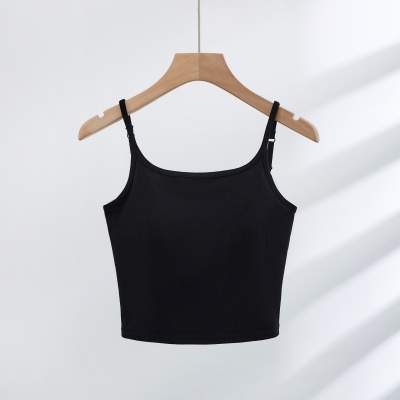 2025春夏新款可调节肩带美背打底背心自带胸垫一体式内搭白色吊带