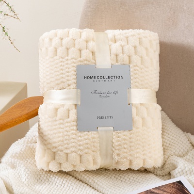 跨境贝贝绒金龟绒法兰绒提花毛毯办公室午睡空调毯子盖毯菠萝格毯