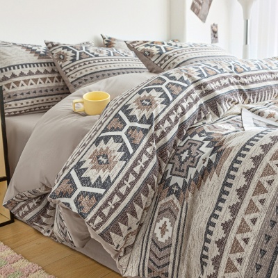 简约风新款全棉四件套100棉被套床单纯棉三件套家纺床上用品批发