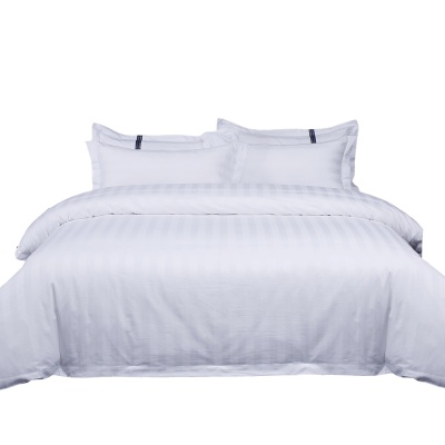 加密缎条床上四件套纯棉 酒店床上用品批发三件套酒店四件套直供