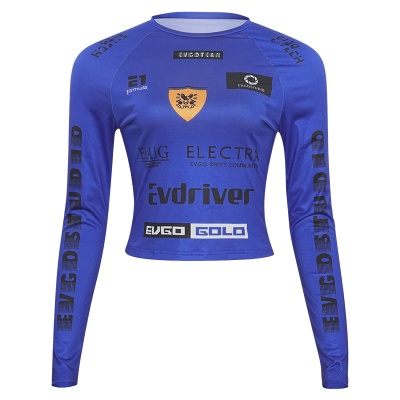 W153TP欧美辣妹2024秋季新款机车风字母印花圆领长袖修身女装上衣