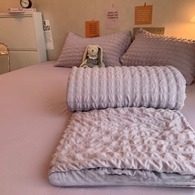 ins夏季温柔紫小泡芙夏被四件套凉感舒适夏凉被空调被宿舍三件套