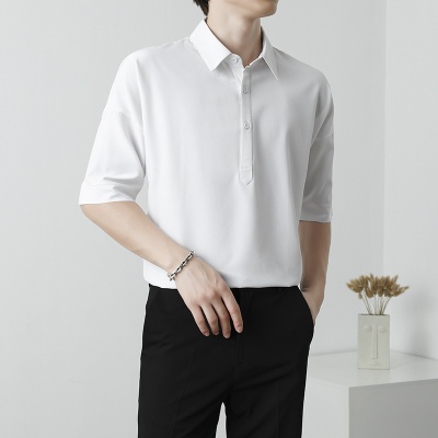 夏季男士polo短袖衫休闲透气翻领衫修身百搭复古T恤男上衣潮