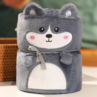 加厚卷毯办公室空调被儿童卡通活动小礼品毛毯厂家批发法兰绒三层