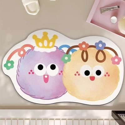 卡通浴室吸水地垫趣味卫生间门口硅藻泥防滑脚垫家用厕所速干地毯