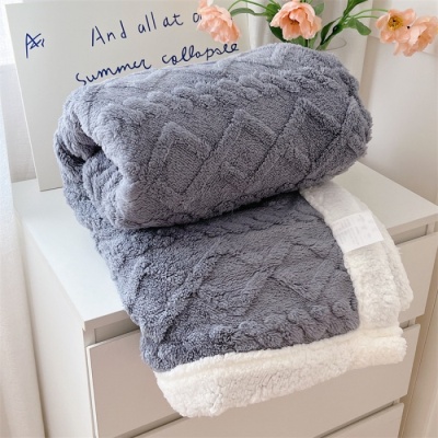 加厚纯色塔芙绒羊羔绒毛毯双层盖毯冬季毯子办公室午睡午休沙发毯