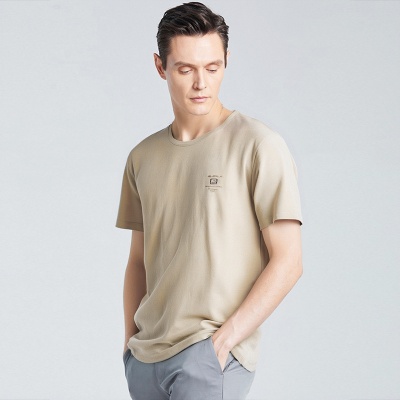 男式男装T恤夏季吸湿透气棉麻超薄圆领短袖中老年男装爸爸装