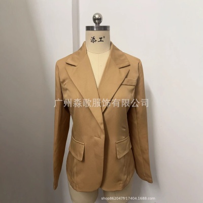 2025欧美时尚跨境新款亚马逊WISH爆款 秋季长袖纯色开衫小西装外