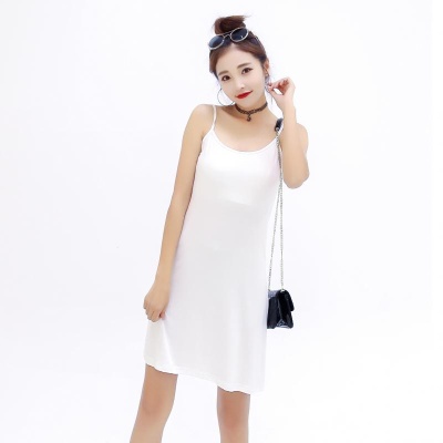 40织打底吊带裙加长款内搭衬裙莫代尔大码宽松中长款背心打底裙