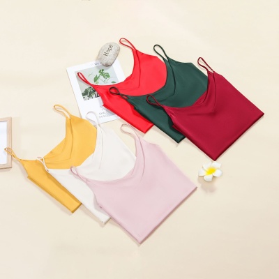 真丝吊带女V领春夏装季内搭上衣辣妹打底衫设计感醋酸外穿小背心