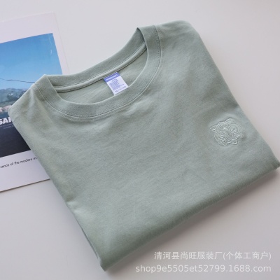 批发新款虎头刺绣男女同款短袖T恤夏季衣服宽松休闲半袖男装上衣t