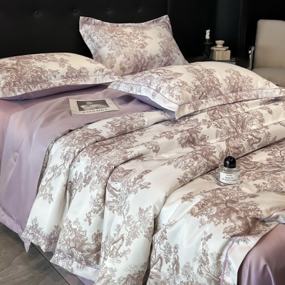 A类凉感空调被四件套夏季床品丝滑床单水洗天丝单品夏被床笠4