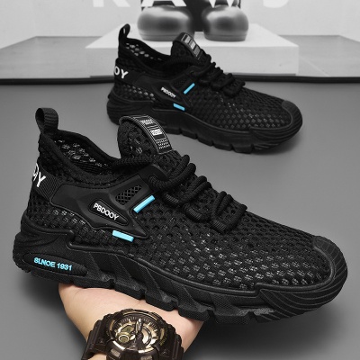 椰子男鞋夏季透气飞织网面鞋子男士户外运动鞋软底速干跑步休闲鞋