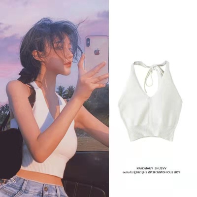 针织小吊带背心女夏季内搭打底衫挂脖裹胸辣妹性感ins潮外穿上衣