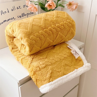 加厚纯色塔芙绒羊羔绒毛毯双层盖毯冬季毯子办公室午睡午休沙发毯