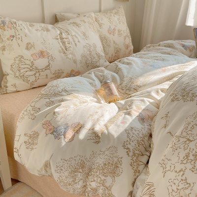 卡通ins风可爱全棉四件套100纯棉被套床单宿舍儿童三件套床上用品