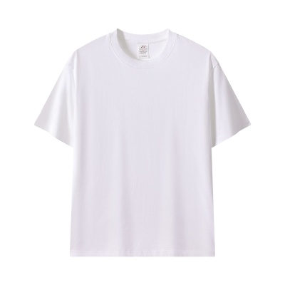 春夏新款230g正肩纯棉纯色短袖T恤男女潮圆领打底空白体恤衫批发