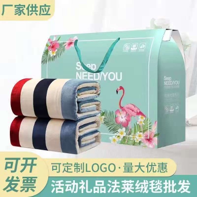 冬季加厚法莱绒毛毯菠萝格外贸毯子宠物小毯子礼品批发可定制Logo