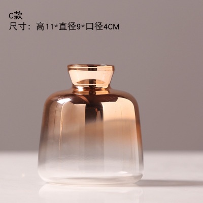 批发北欧现代电镀玻璃迷你小花瓶 水培花器  高品质桌面家居摆件